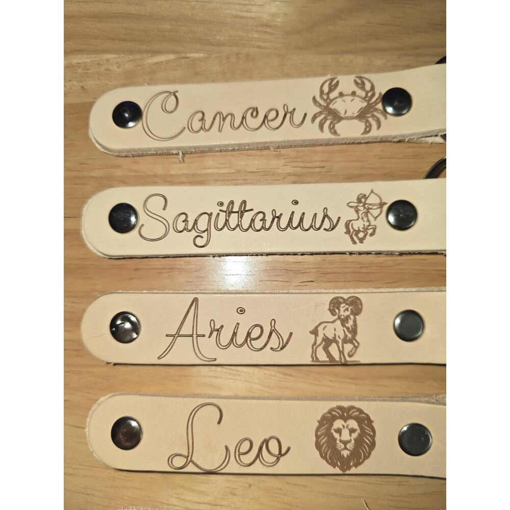 Zodiac Keychains Leather You Pick - Picture 2 of 4